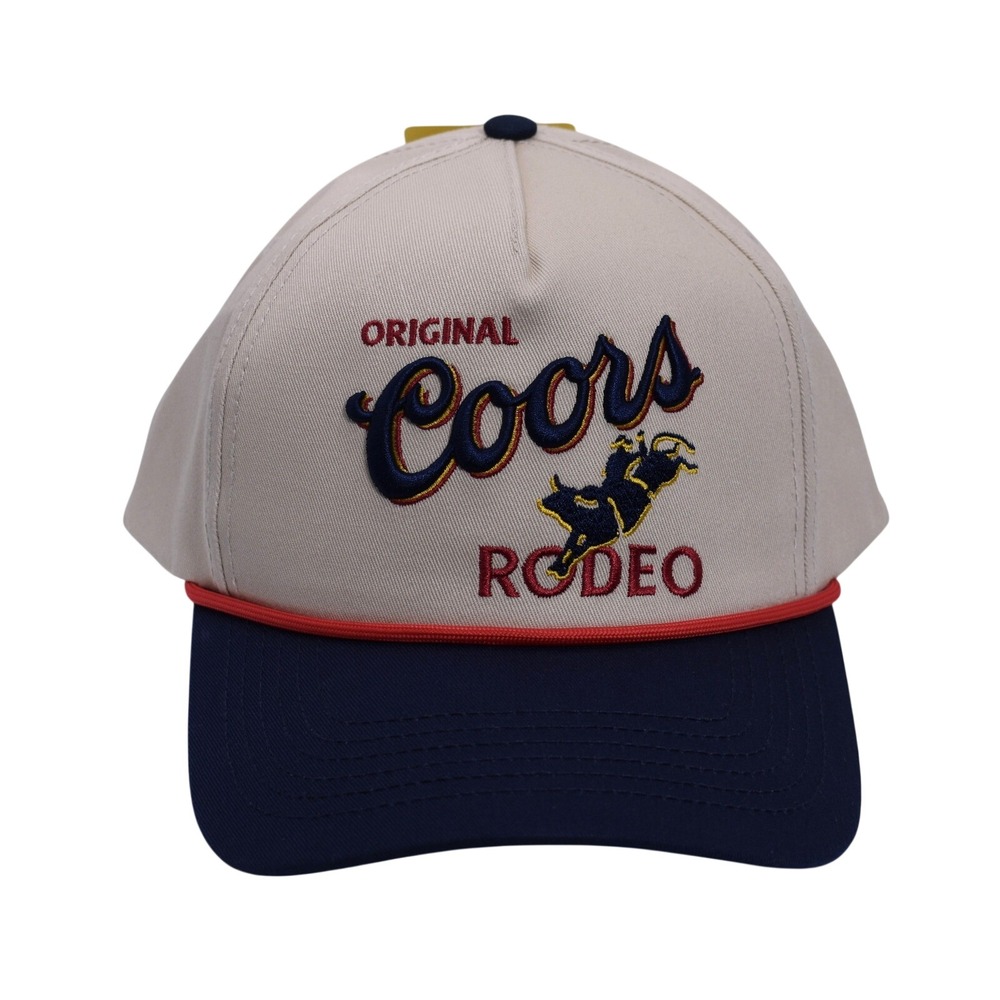 Coors Beer Rodeo Logo Vintage Mens Snapback Cap Hat Bull Cowboy Blue Khaki NWT